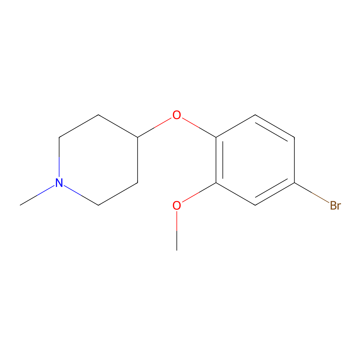 4-(4-Bromo-2-methoxyphenoxy)-1-methylpiperidine molecular structure, CAS 1403483-71-5