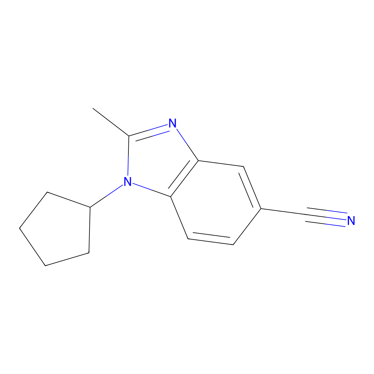 1-Cyclopentyl-2-methyl-1,3-benzodiazole-5-carbonitrile molecular structure, CAS 1403483-73-7