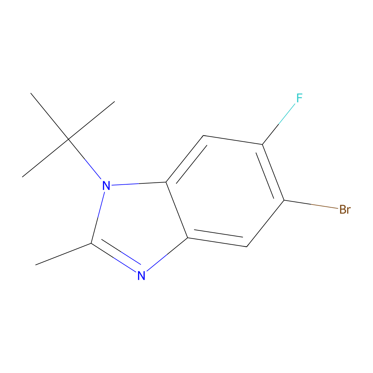 5-Bromo-1-tert-butyl-6-fluoro-2-methyl-1,3-benzodiazole molecular structure, CAS 1403483-76-0