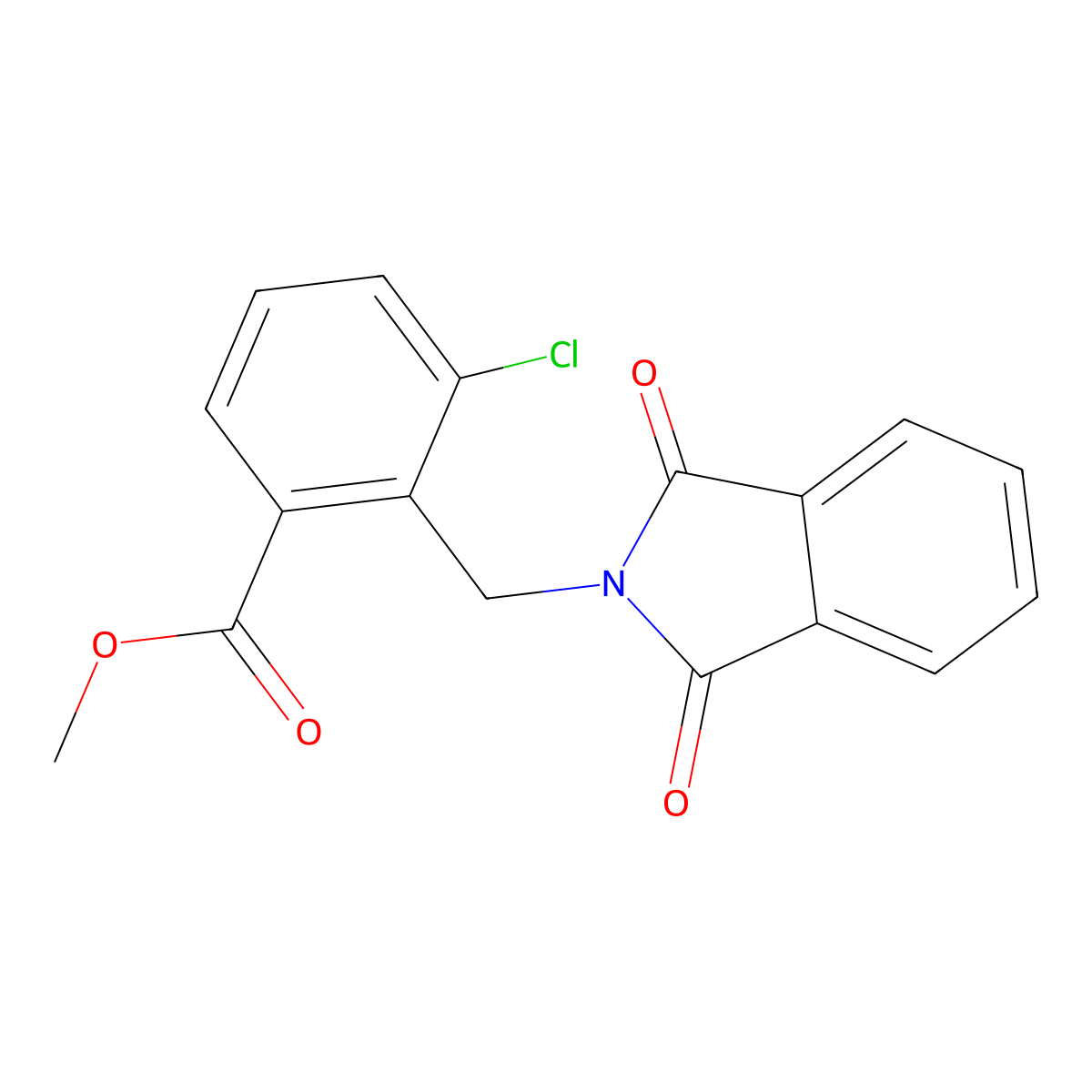 Methyl 3-chloro-2-((1,3-dioxoisoindolin-2-yl)methyl)benzoate molecular structure, CAS 1403483-77-1