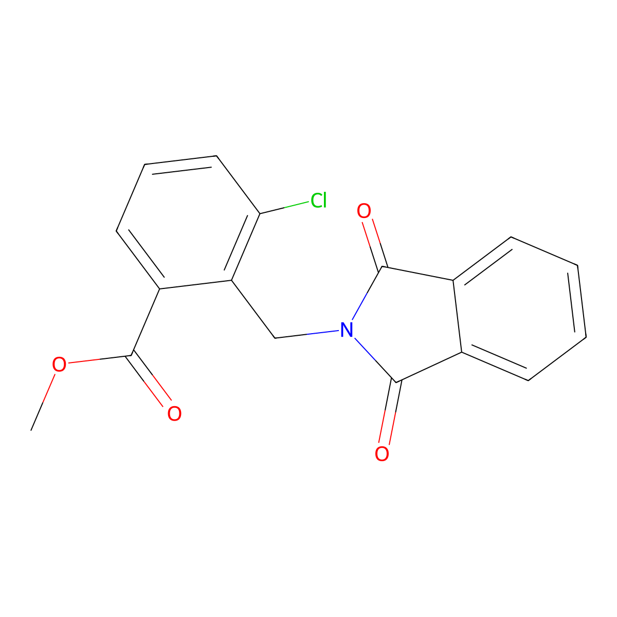 Methyl 3-chloro-2-((1,3-dioxoisoindolin-2-yl)methyl)benzoate molecular structure, CAS 1403483-77-1