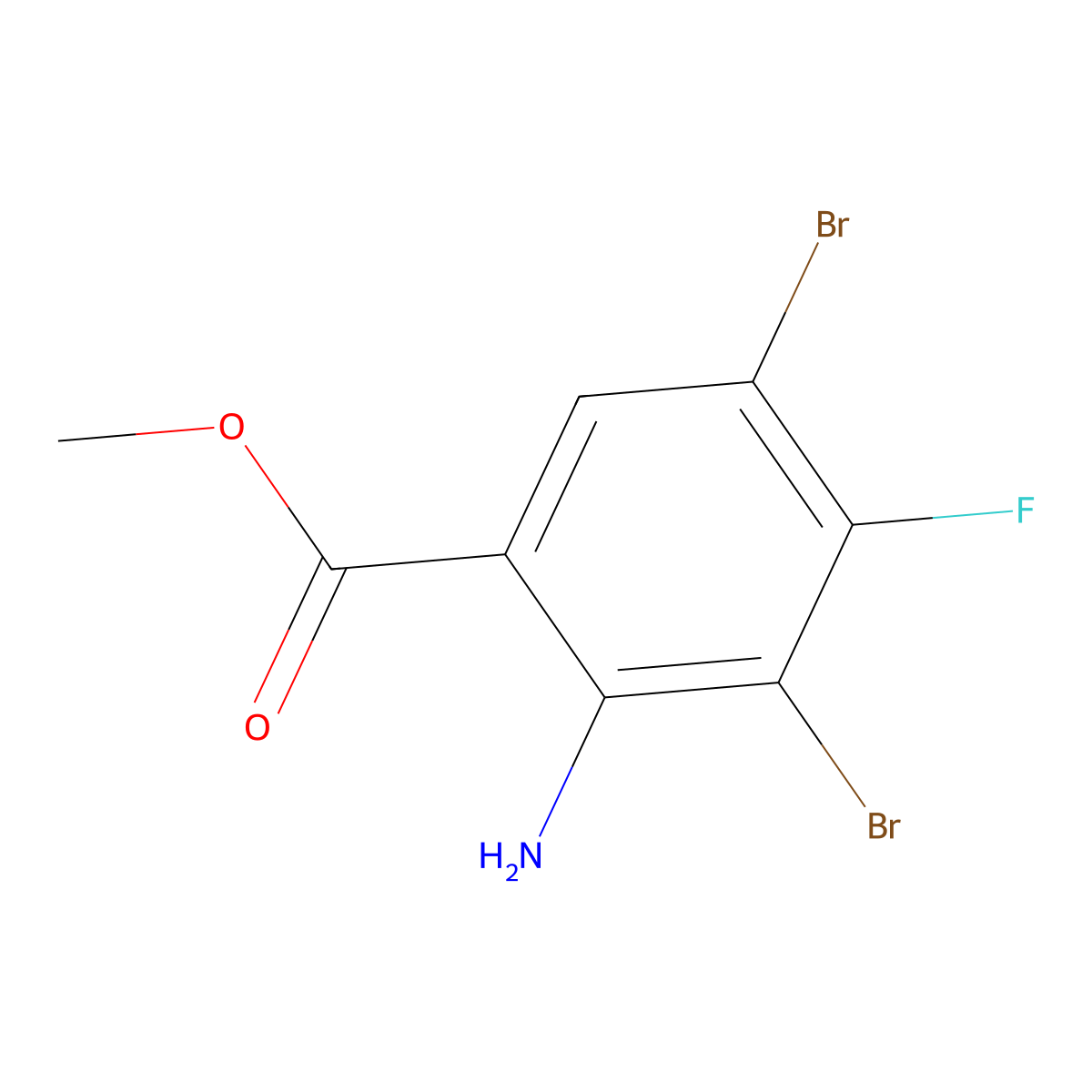 Methyl 2-amino-3,5-dibromo-4-fluorobenzoate molecular structure, CAS 1403483-78-2