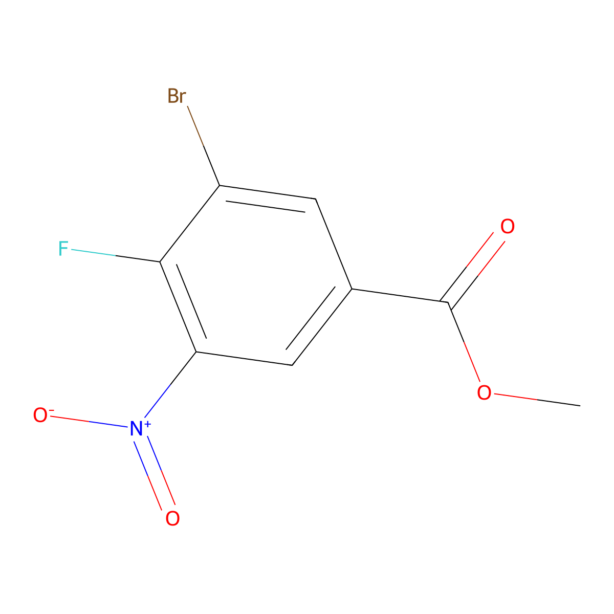 Methyl 3-bromo-4-fluoro-5-nitrobenzoate molecular structure, CAS 1403483-79-3