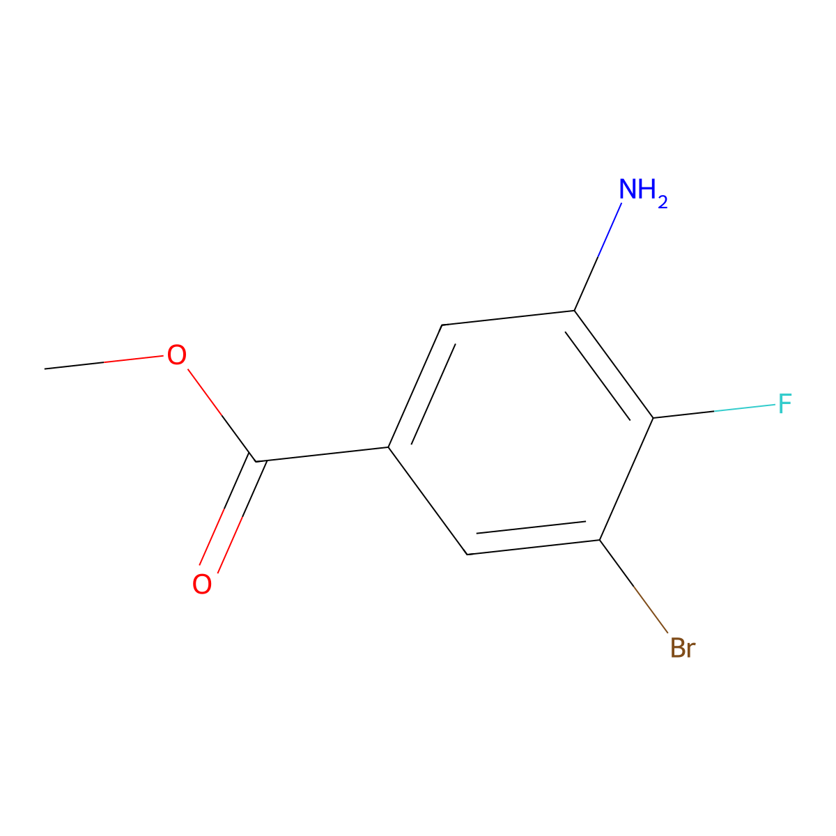 Methyl 3-amino-5-bromo-4-fluorobenzoate molecular structure, CAS 1403483-84-0