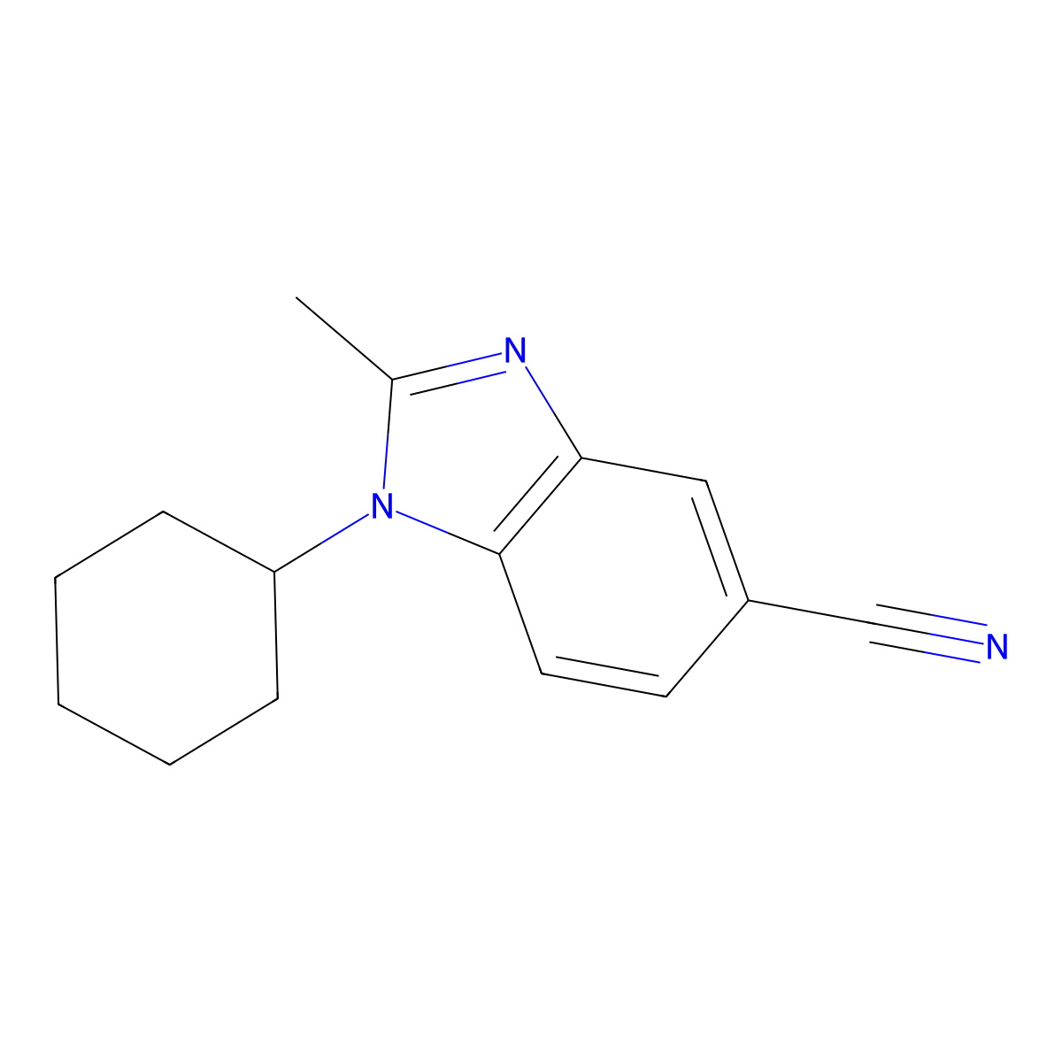 1-Cyclohexyl-2-methyl-1,3-benzodiazole-5-carbonitrile molecular structure, CAS 1403483-86-2