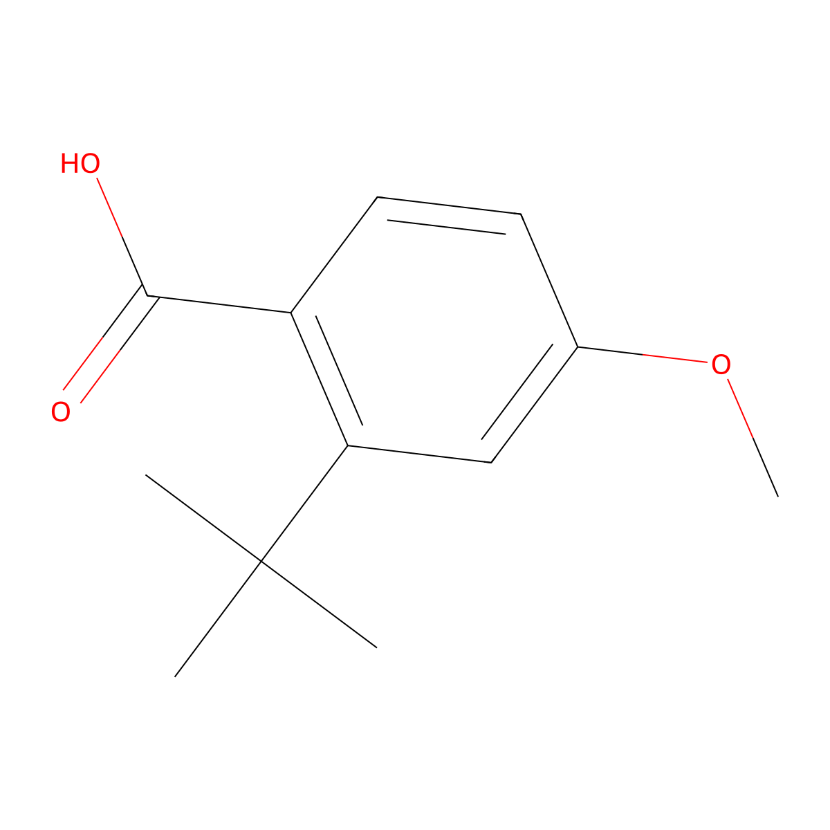 2-Tert-butyl-4-methoxybenzoic acid molecular structure, CAS 14035-03-1