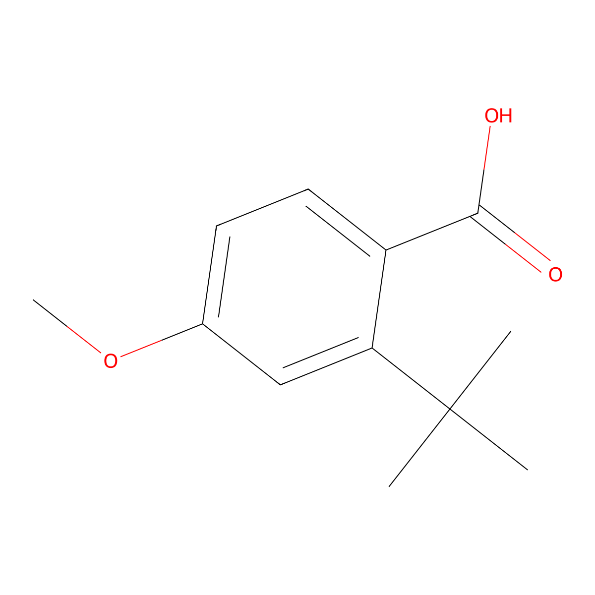 2-Tert-butyl-4-methoxybenzoic acid molecular structure, CAS 14035-03-1