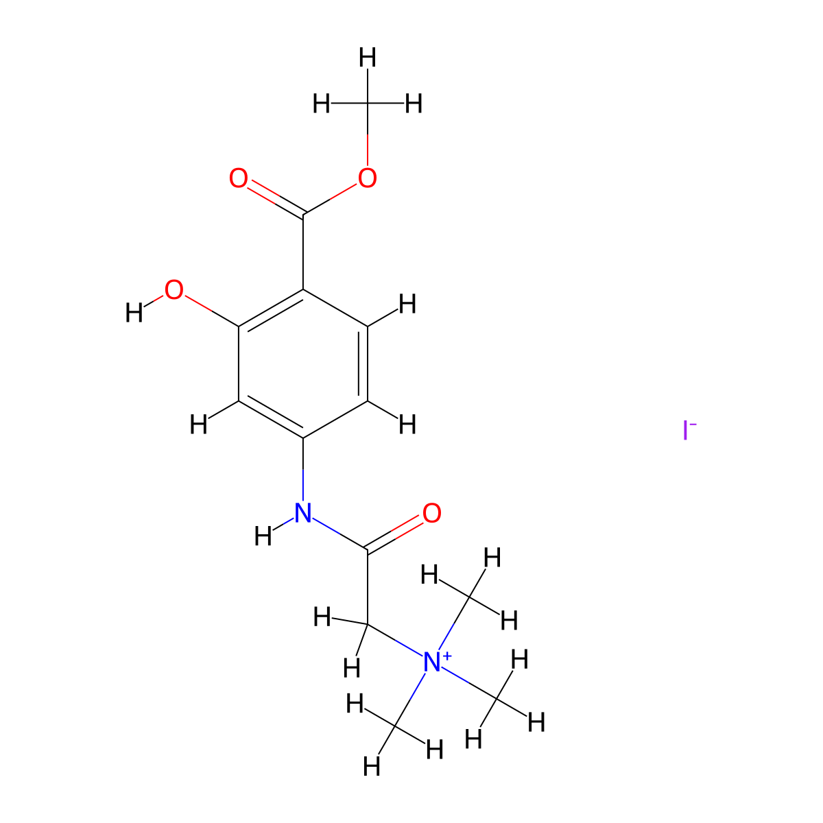 Ammonium, (4-carboxy-3-hydroxycarbanilinomethyl)trimethyl-, iodide, methyl ester molecular structure, CAS 14035-21-3