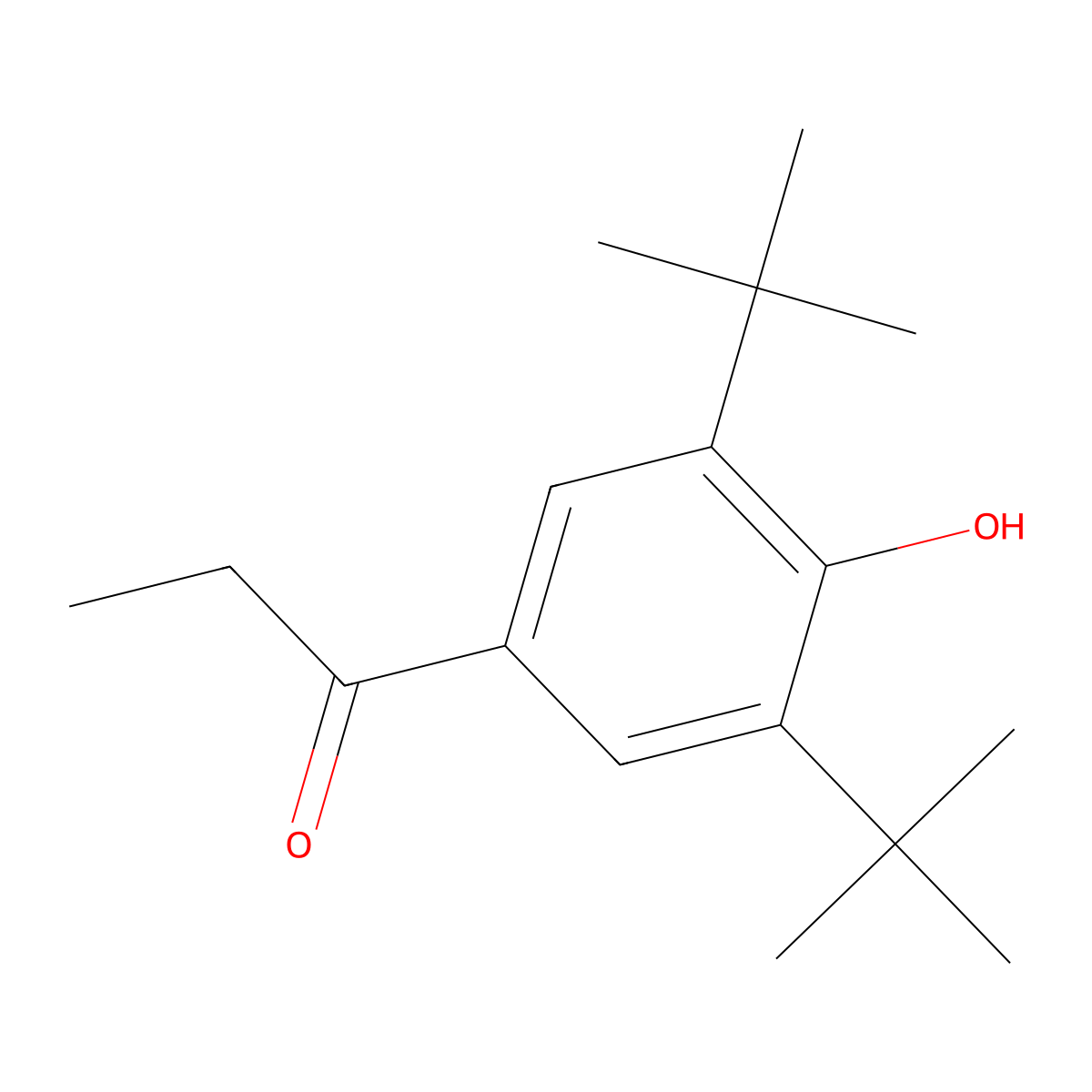 2,6-Bis(1,1-dimethylethyl)-4-(1-oxopropyl)phenol molecular structure, CAS 14035-34-8