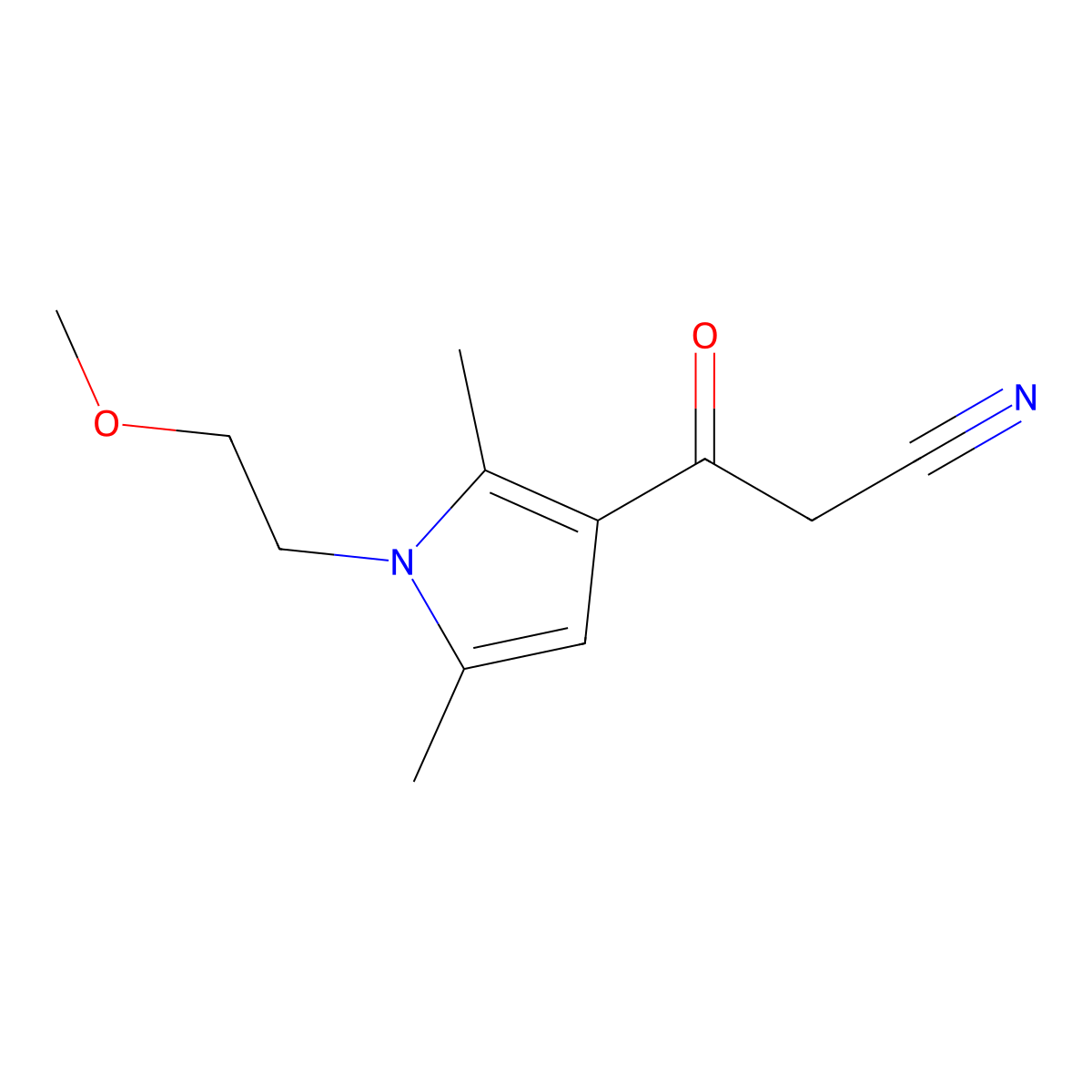 3-(1-(2-Methoxyethyl)-2,5-dimethyl-1H-pyrrol-3-yl)-3-oxopropanenitrile molecular structure, CAS 1403564-18-0