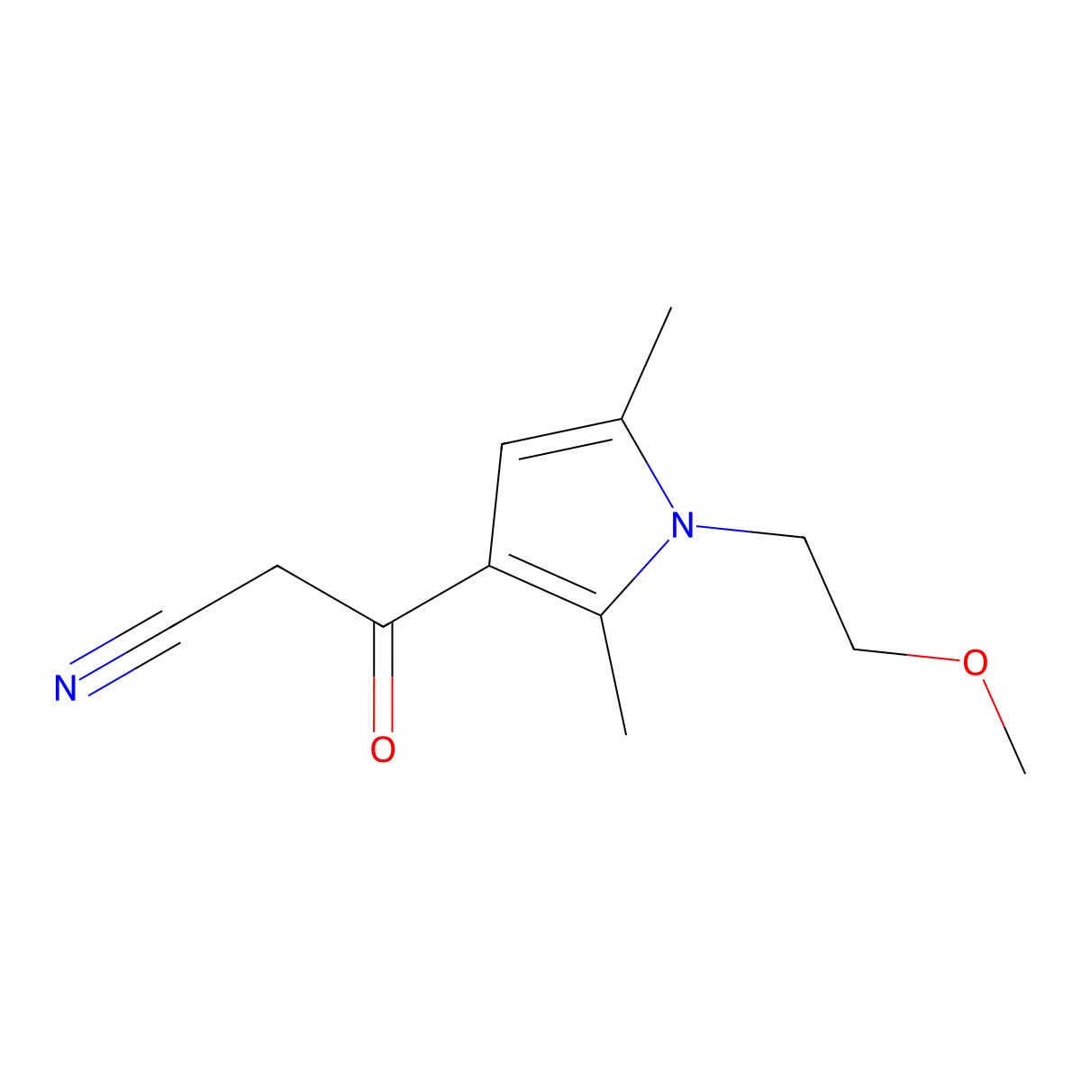 3-(1-(2-Methoxyethyl)-2,5-dimethyl-1H-pyrrol-3-yl)-3-oxopropanenitrile molecular structure, CAS 1403564-18-0