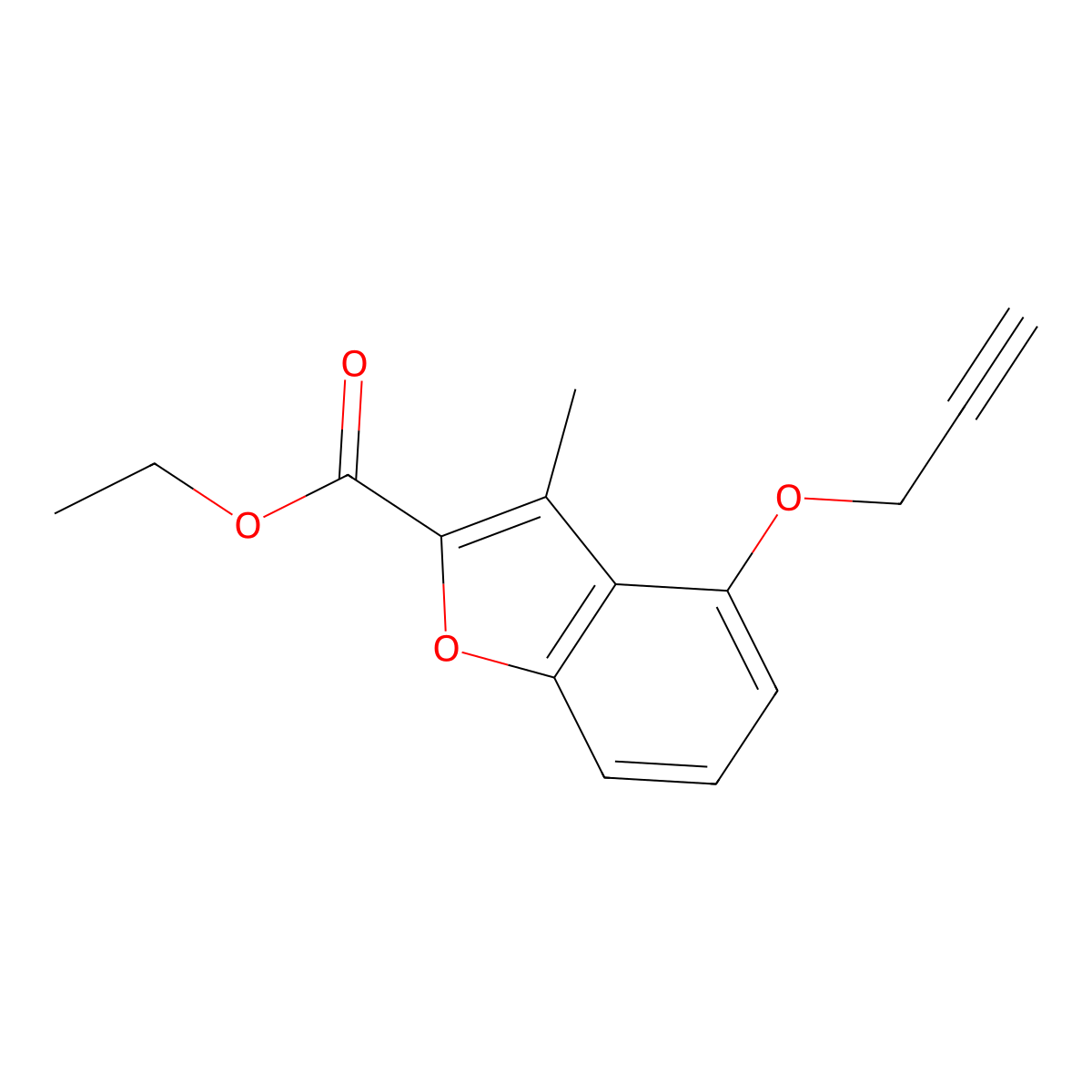 Ethyl 3-methyl-4-(prop-2-yn-1-yloxy)benzofuran-2-carboxylate molecular structure, CAS 1403565-08-1
