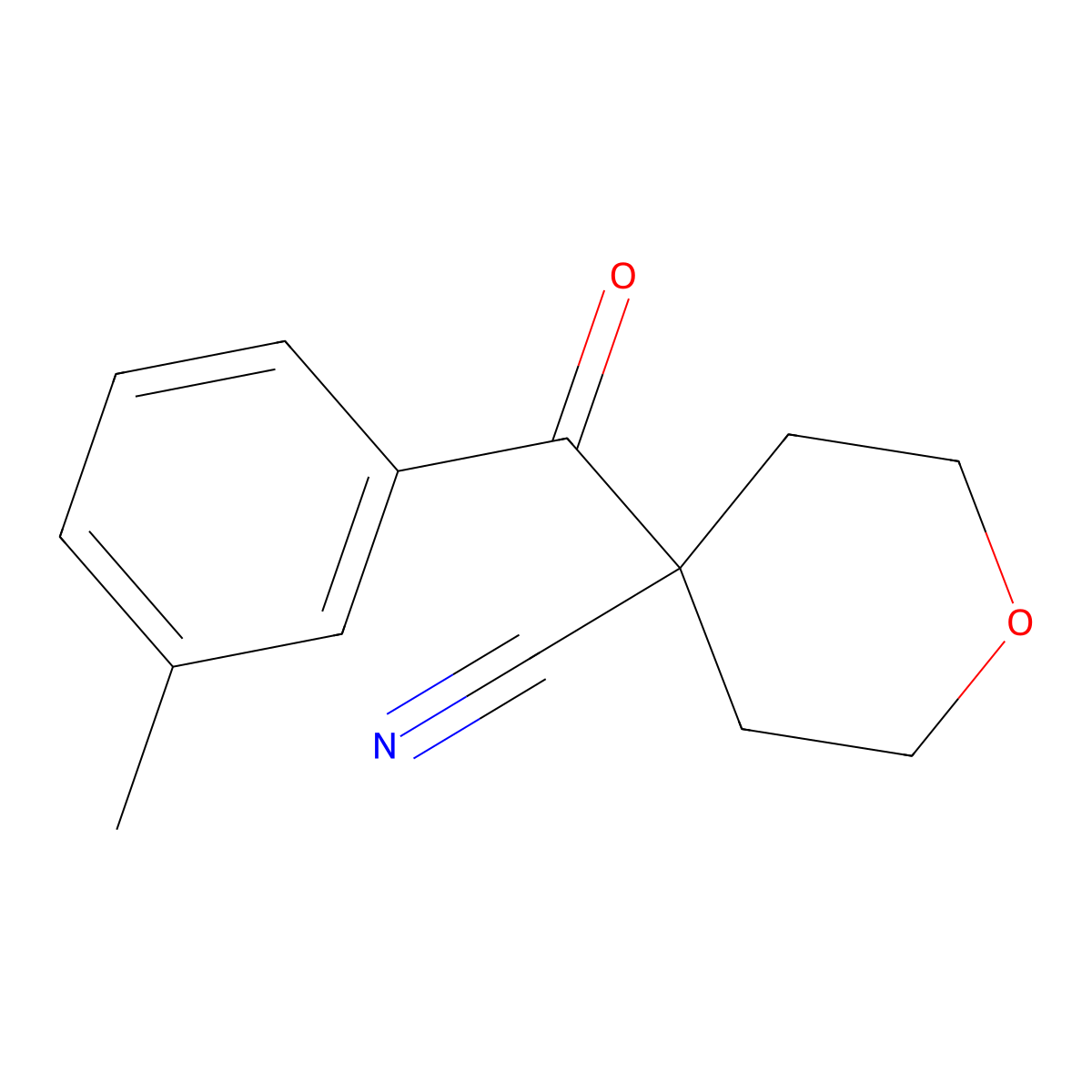 4-(3-Methylbenzoyl)tetrahydro-2H-pyran-4-carbonitrile molecular structure, CAS 1403565-43-4