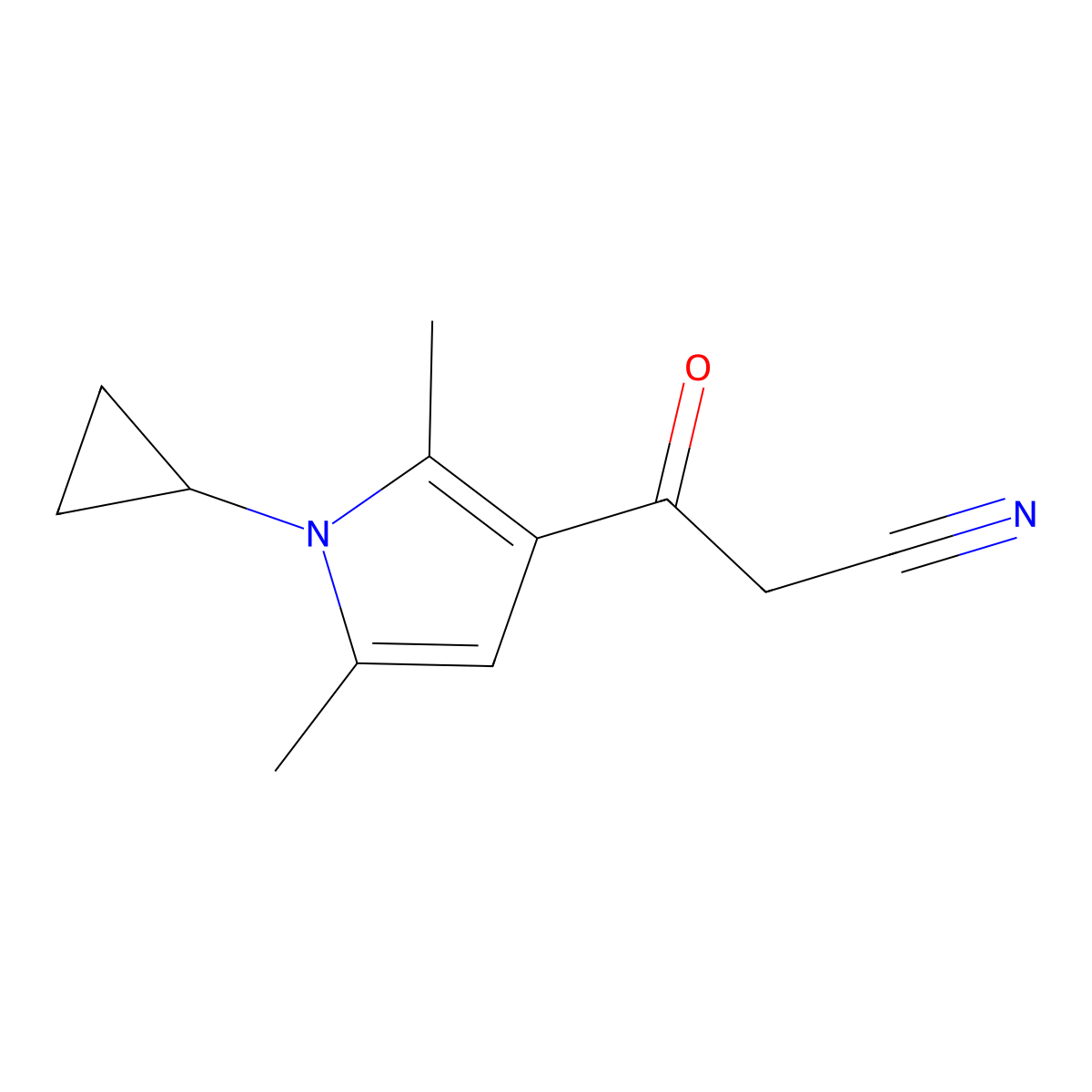 3-(1-Cyclopropyl-2,5-dimethyl-1H-pyrrol-3-yl)-3-oxopropanenitrile molecular structure, CAS 1403565-53-6