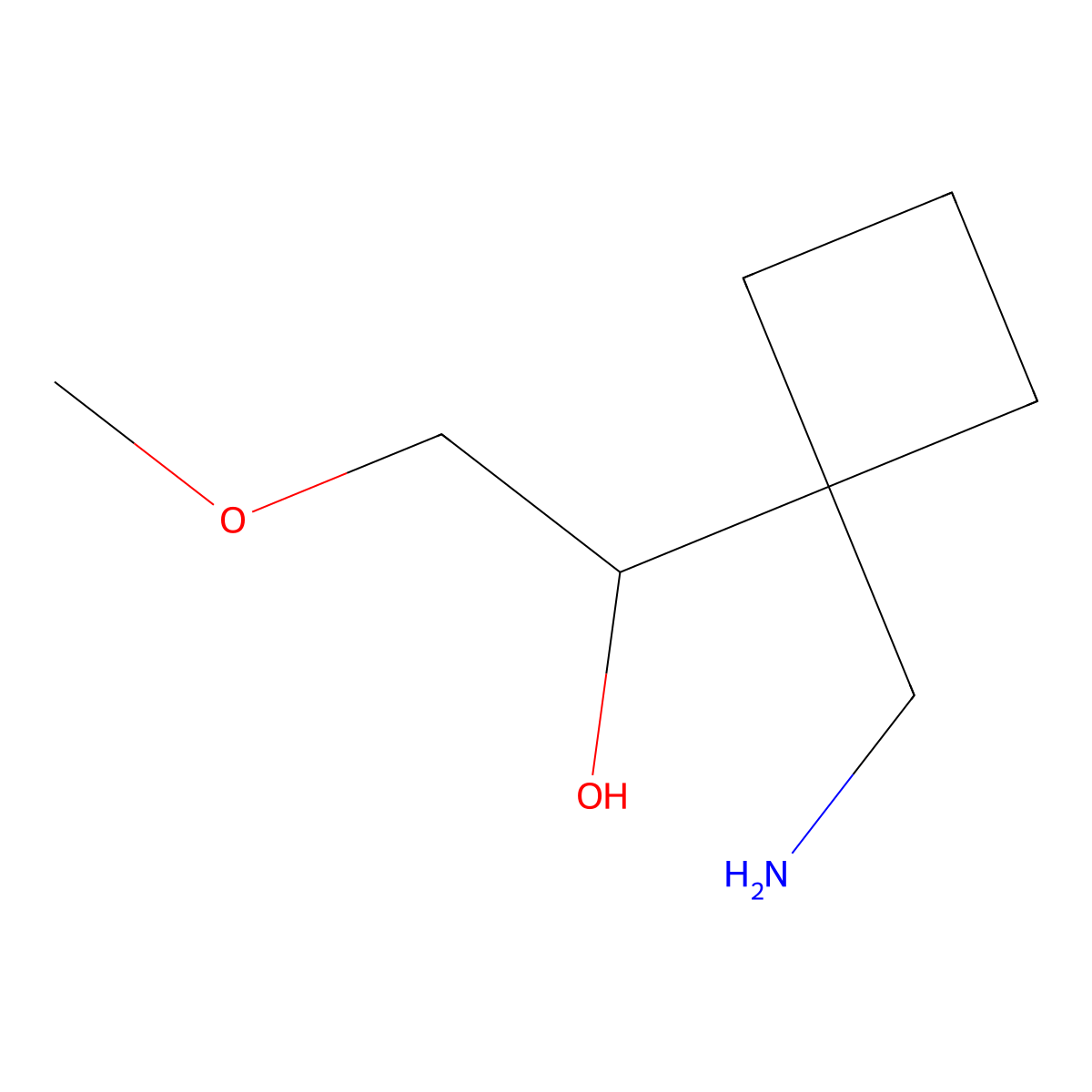 1-(1-(Aminomethyl)cyclobutyl)-2-methoxyethan-1-ol molecular structure, CAS 1403565-85-4
