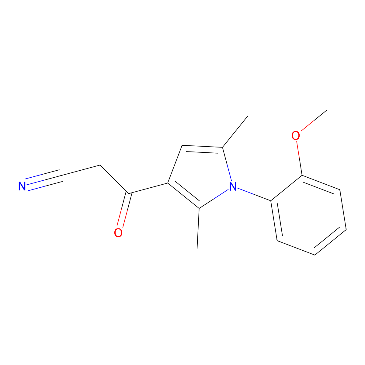 3-(1-(2-Methoxyphenyl)-2,5-dimethyl-1H-pyrrol-3-yl)-3-oxopropanenitrile molecular structure, CAS 1403566-42-6