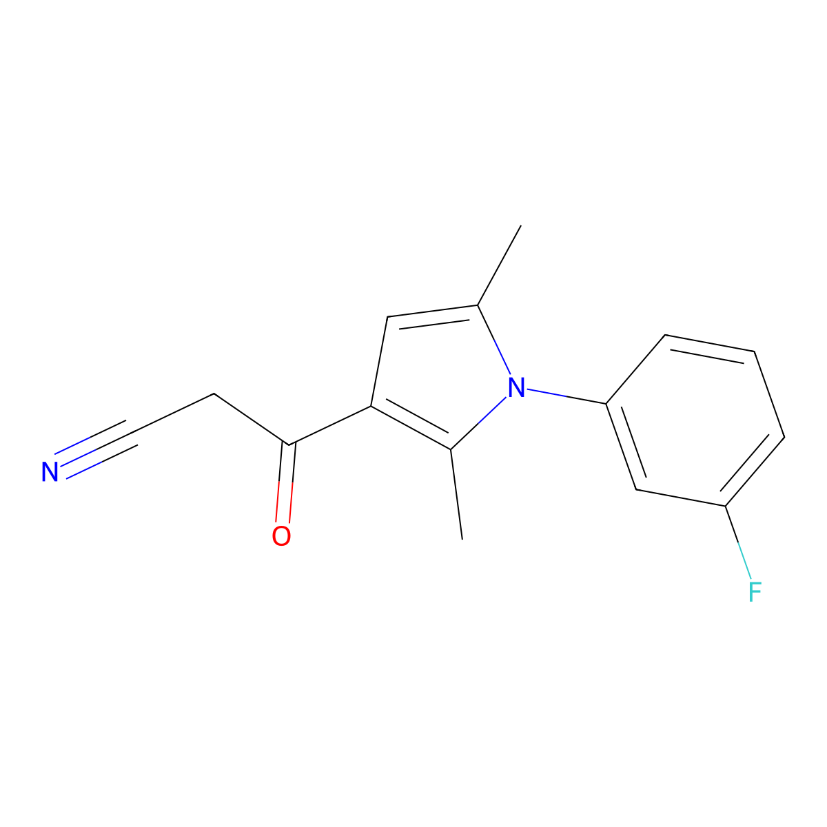 3-(1-(3-Fluorophenyl)-2,5-dimethyl-1H-pyrrol-3-yl)-3-oxopropanenitrile molecular structure, CAS 1403568-11-5