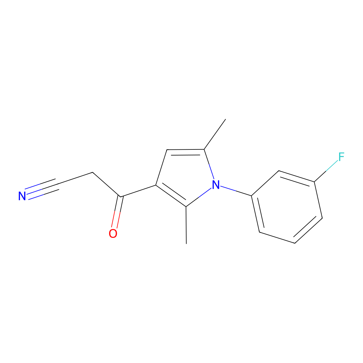 3-(1-(3-Fluorophenyl)-2,5-dimethyl-1H-pyrrol-3-yl)-3-oxopropanenitrile molecular structure, CAS 1403568-11-5