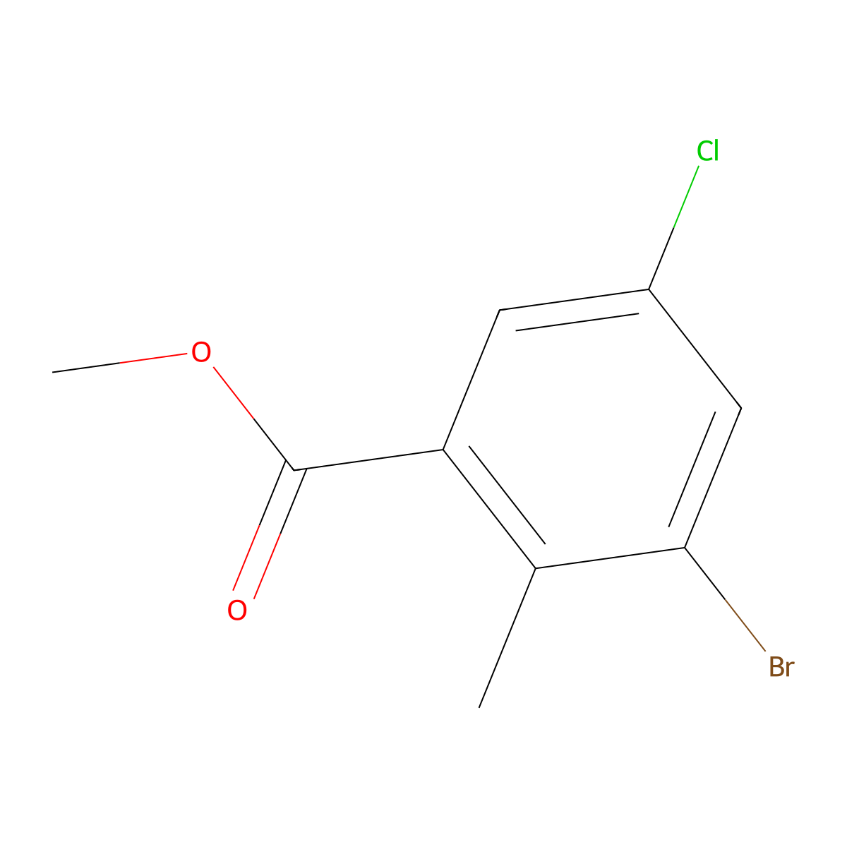 Methyl 3-Bromo-5-chloro-2-methylbenzoate molecular structure, CAS 1403597-45-4