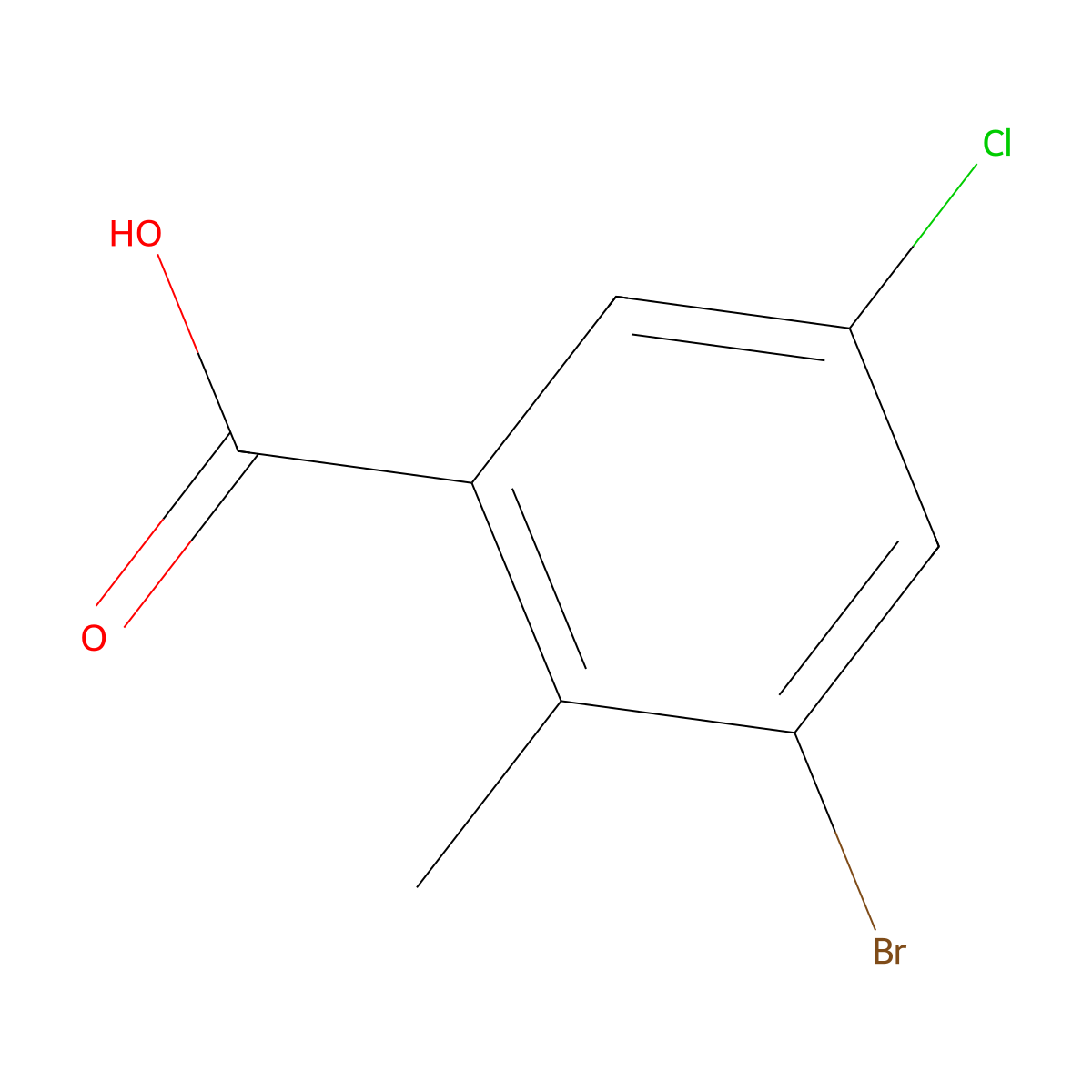 3-Bromo-5-chloro-2-methylbenzoic acid molecular structure, CAS 1403597-47-6