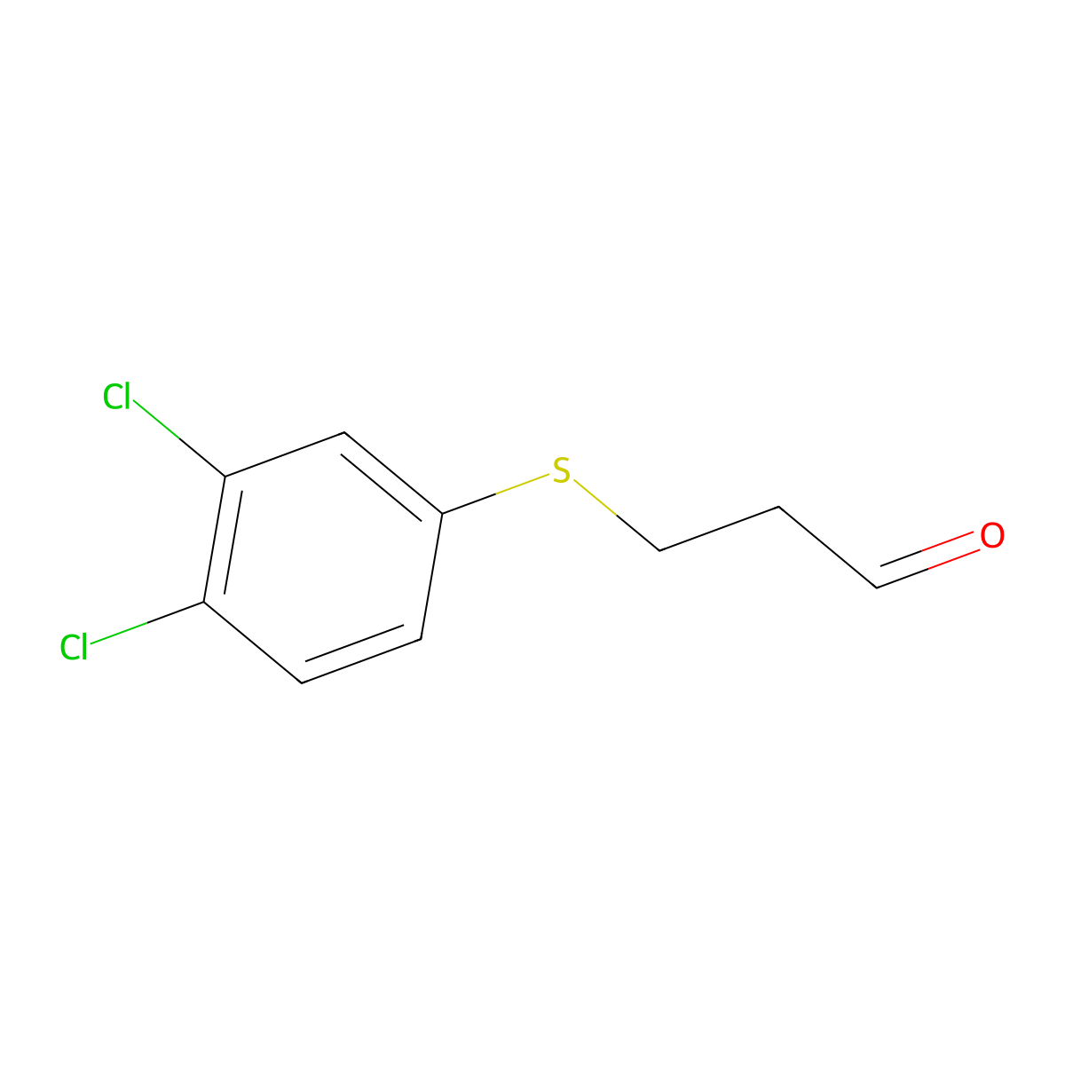 3-((3,4-Dichlorophenyl)thio)propanal molecular structure, CAS 140360-38-9