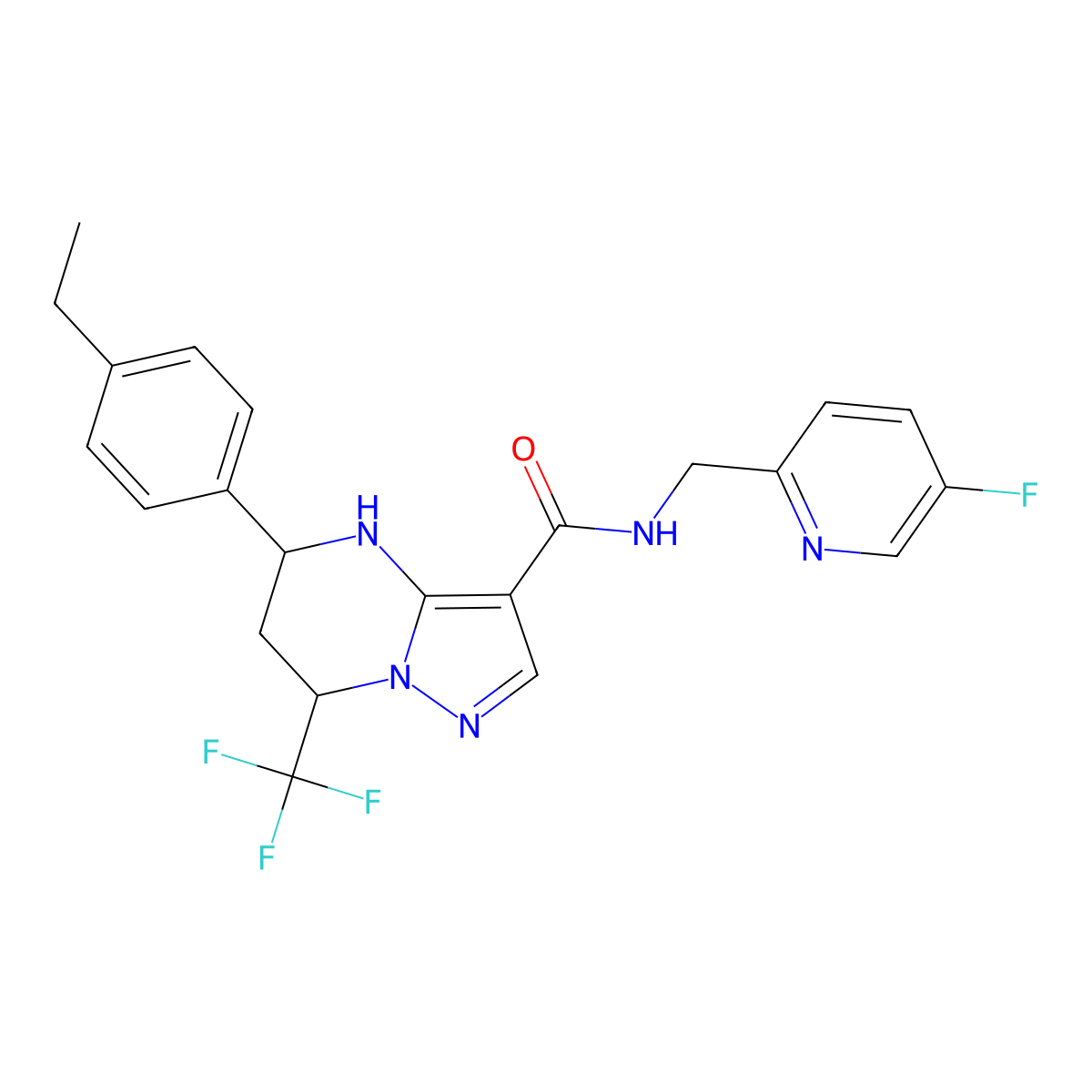 (5r,7s)-5-(4-Ethylphenyl)-N-[(5-Fluoropyridin-2-Yl)methyl]-7-(Trifluoromethyl)-4,5,6,7-Tetrahydropyrazolo[1,5-A]pyrimidine-3-Carboxamide molecular structure, CAS 1403602-32-3