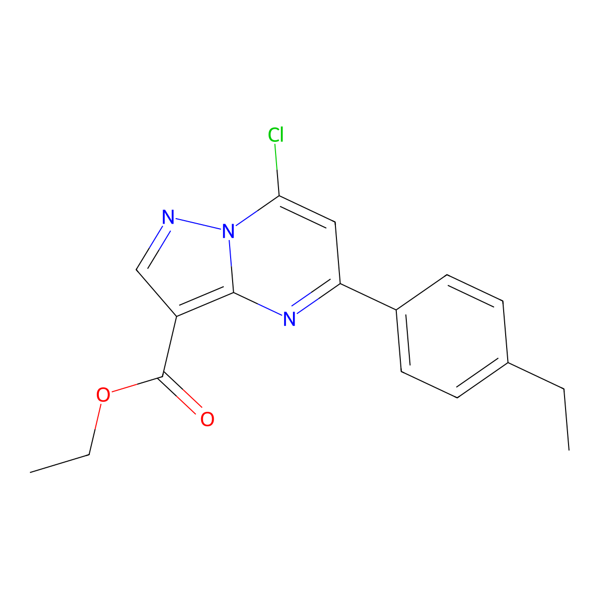 Ethyl 7-chloro-5-(4-ethylphenyl)pyrazolo[1,5-a]pyrimidine-3-carboxylate molecular structure, CAS 1403602-98-1