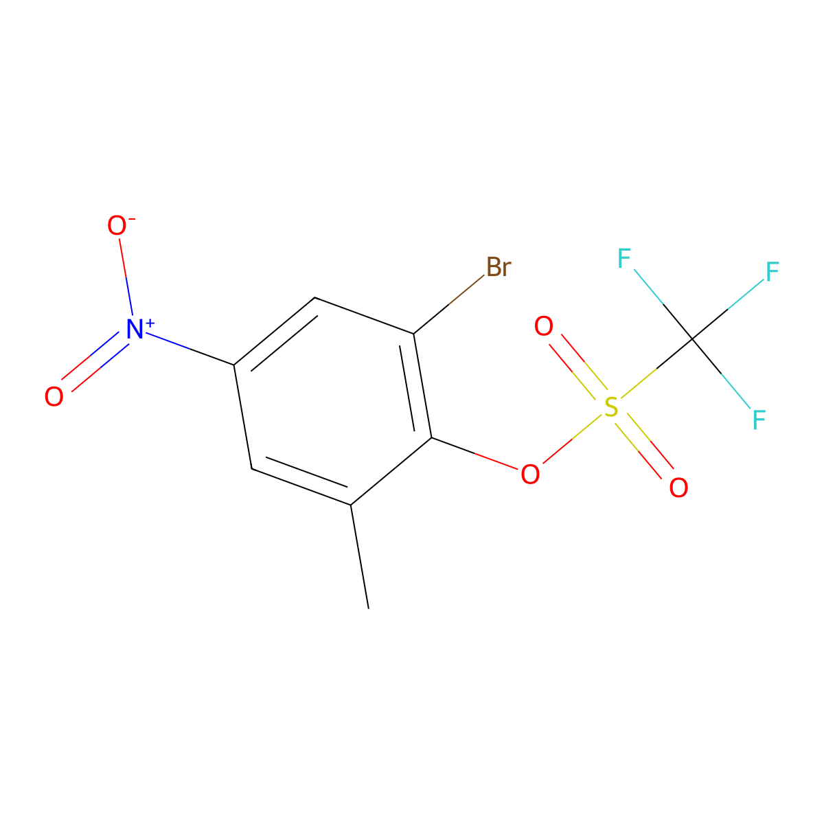 2-Bromo-6-methyl-4-nitrophenyl trifluoromethanesulfonate molecular structure, CAS 1403666-47-6