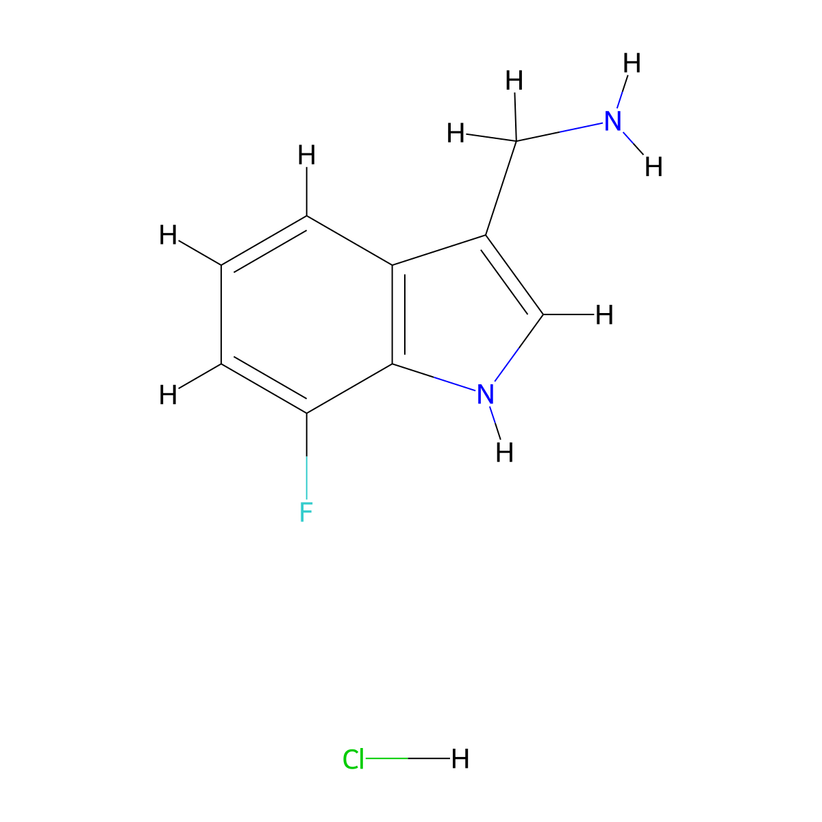 3-(Aminomethyl)-7-fluoro-1H-indole hydrochloride molecular structure, CAS 1403667-46-8