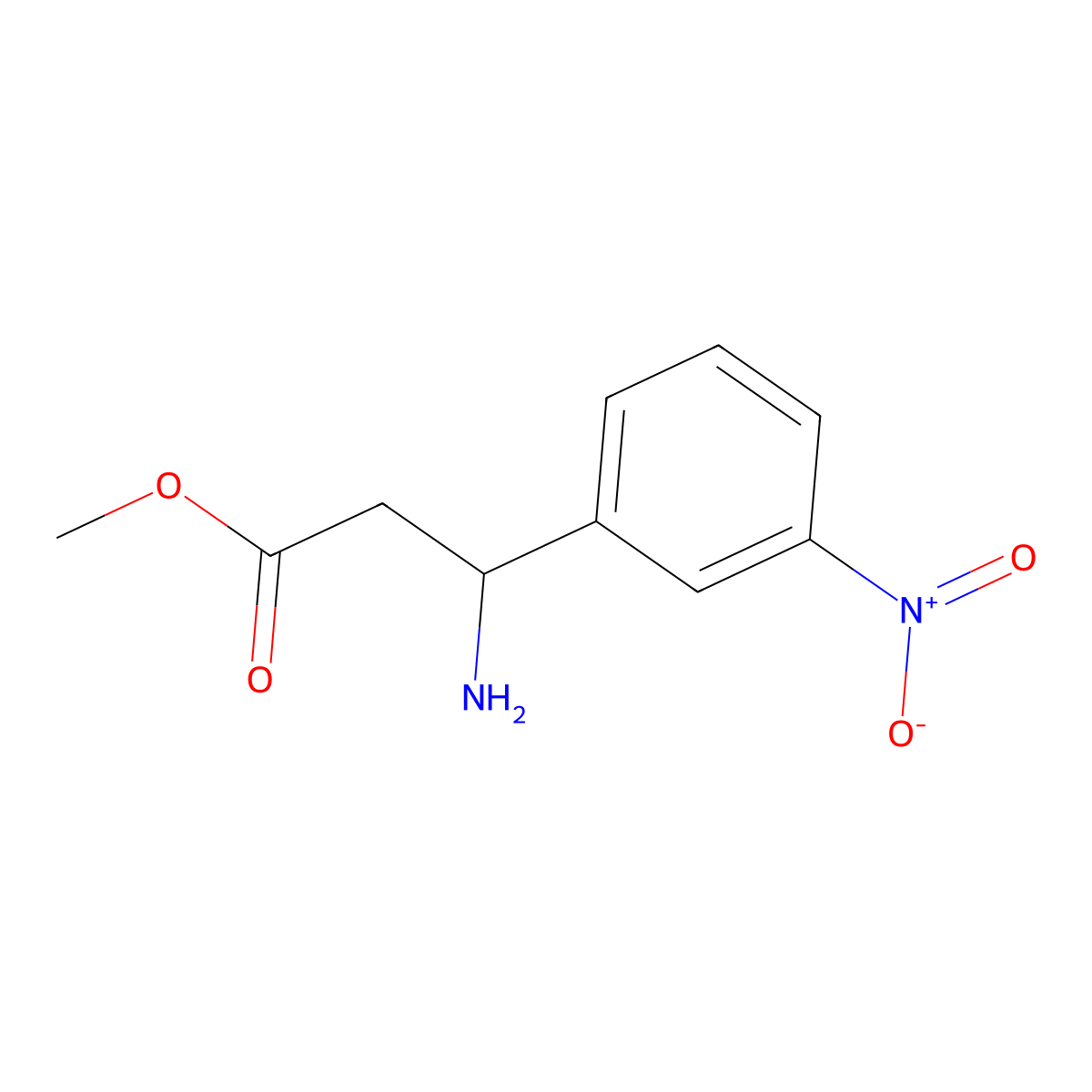 Methyl 3-amino-3-(3-nitrophenyl)propanoate molecular structure, CAS 140373-38-2