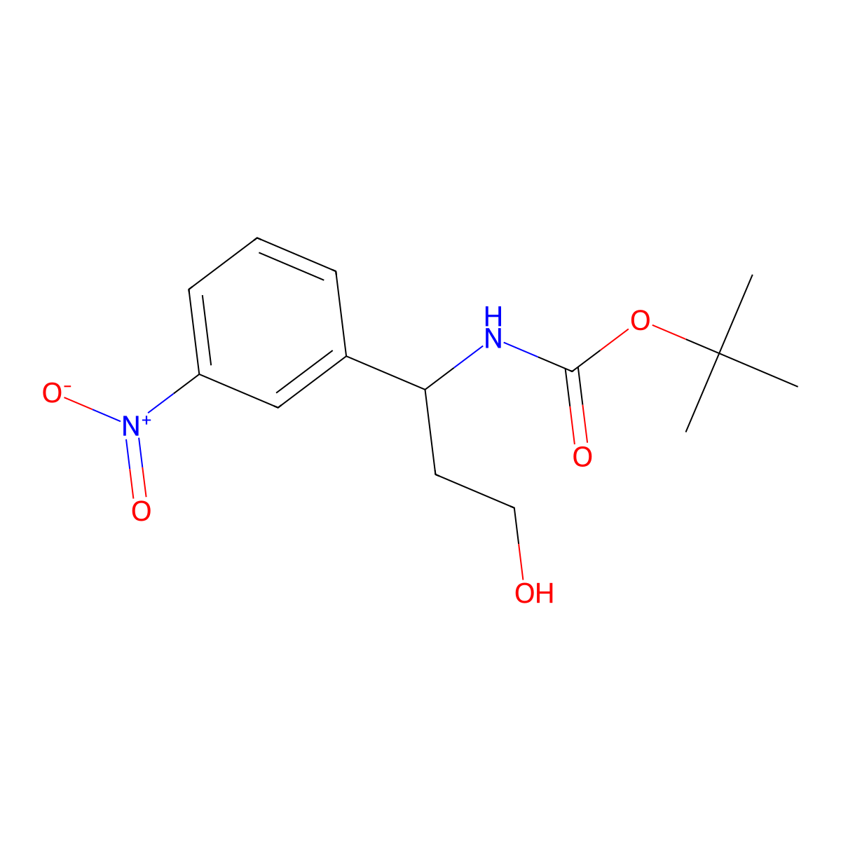 tert-butyl N-[3-hydroxy-1-(3-nitrophenyl)propyl]carbamate molecular structure, CAS 140373-40-6