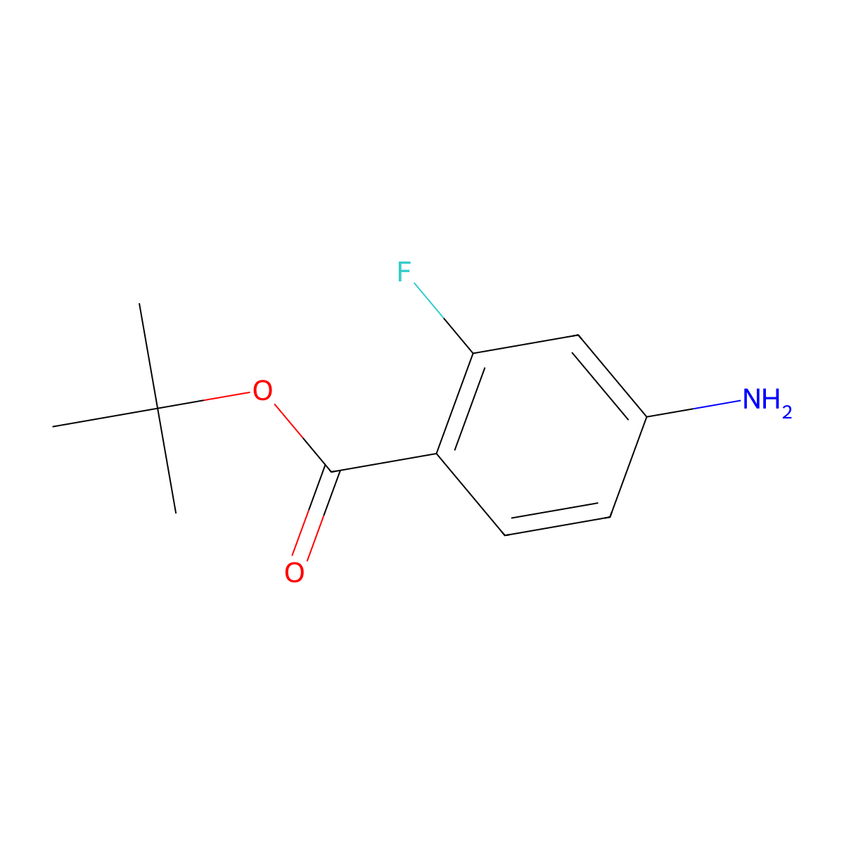 Tert-butyl 4-amino-2-fluorobenzoate molecular structure, CAS 140373-77-9