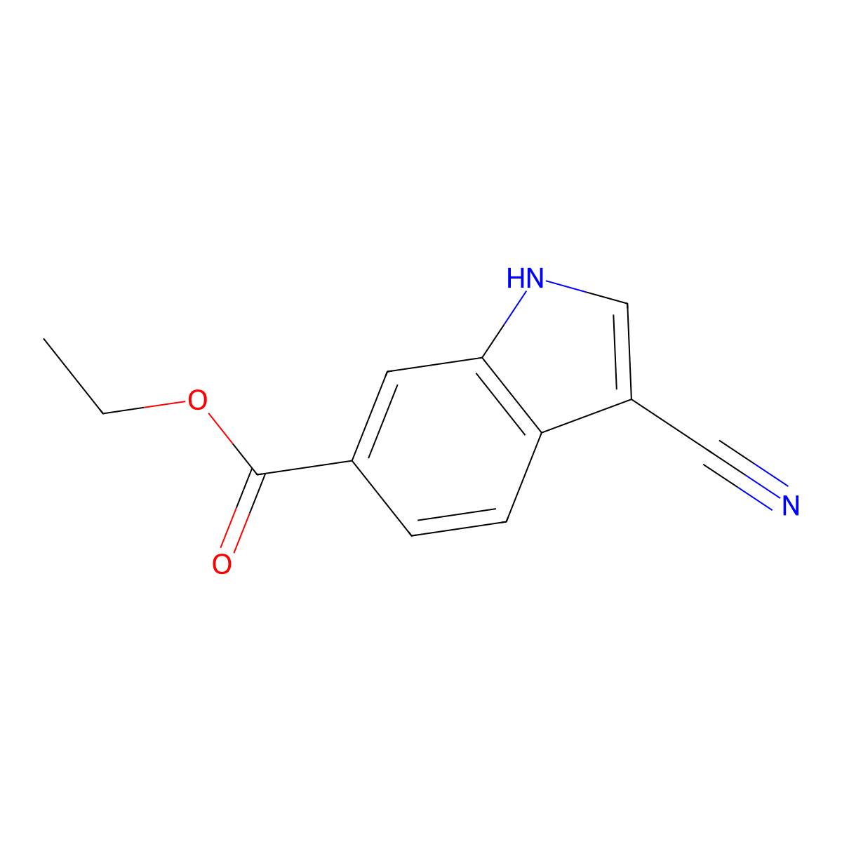 ethyl 3-cyano-1H-indole-6-carboxylate molecular structure, CAS 1403746-46-2