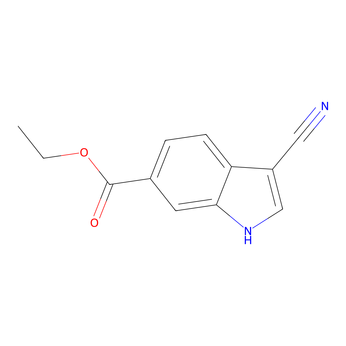 ethyl 3-cyano-1H-indole-6-carboxylate molecular structure, CAS 1403746-46-2