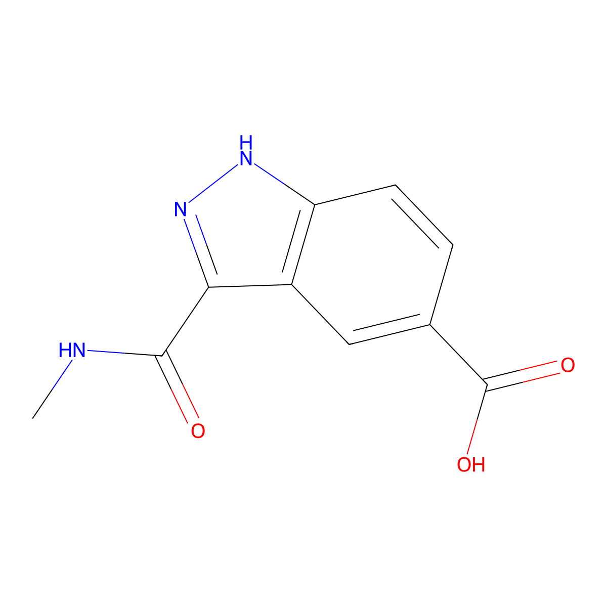 3-(methylcarbamoyl)-1H-indazole-5-carboxylic acid molecular structure, CAS 1403746-56-4