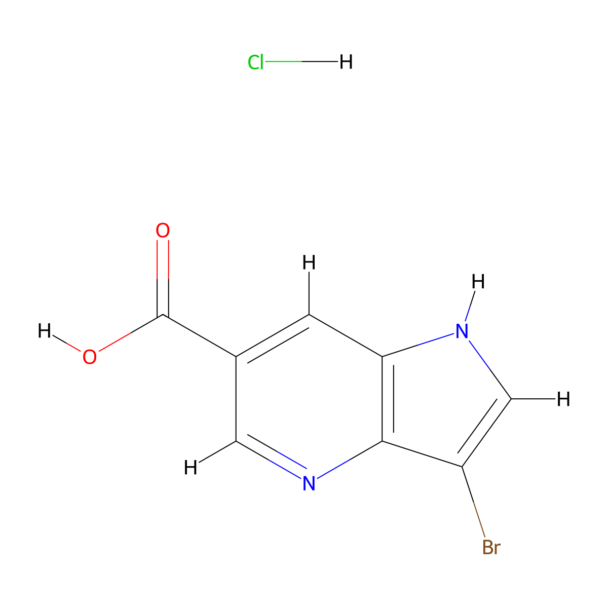 3-bromo-1H-pyrrolo[3,2-b]pyridine-6-carboxylic acid hydrochloride molecular structure, CAS 1403746-83-7