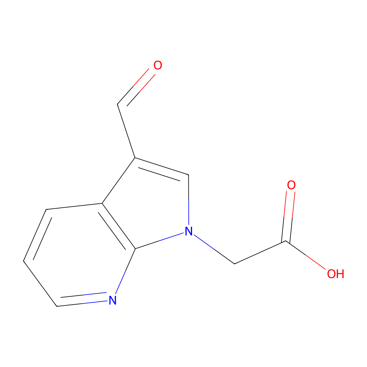 2-{3-formyl-1H-pyrrolo[2,3-b]pyridin-1-yl}acetic acid molecular structure, CAS 1403747-17-0