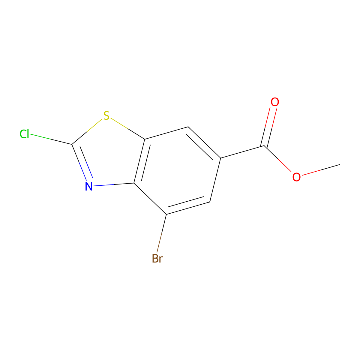 Methyl 4-bromo-2-chloro-1,3-benzothiazole-6-carboxylate molecular structure, CAS 1403763-71-2