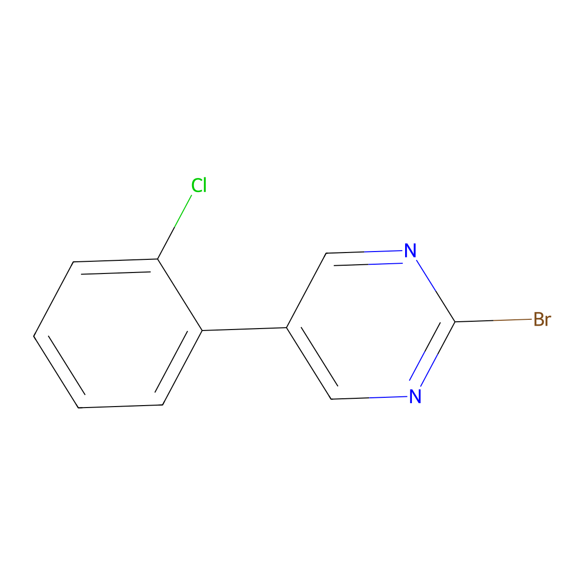 2-Bromo-5-(2-chlorophenyl)pyrimidine molecular structure, CAS 1403764-69-1