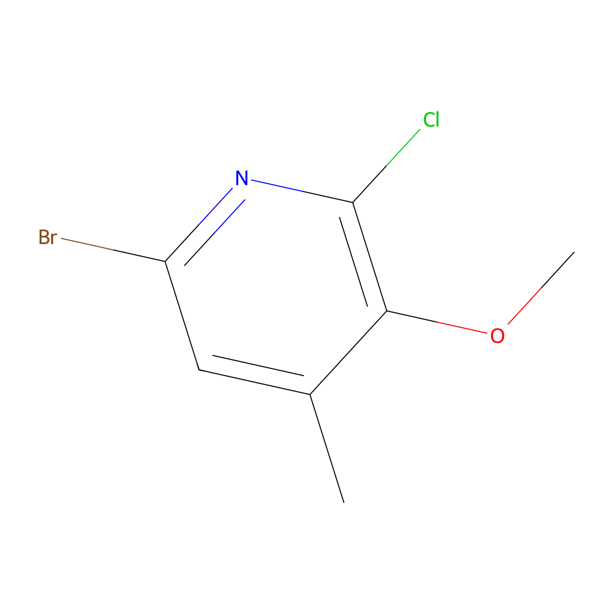 6-Bromo-2-chloro-3-methoxy-4-methylpyridine molecular structure, CAS 1403764-97-5