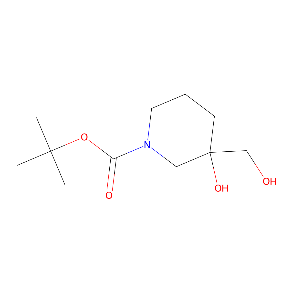 Tert-butyl 3-hydroxy-3-(hydroxymethyl)piperidine-1-carboxylate molecular structure, CAS 1403766-49-3