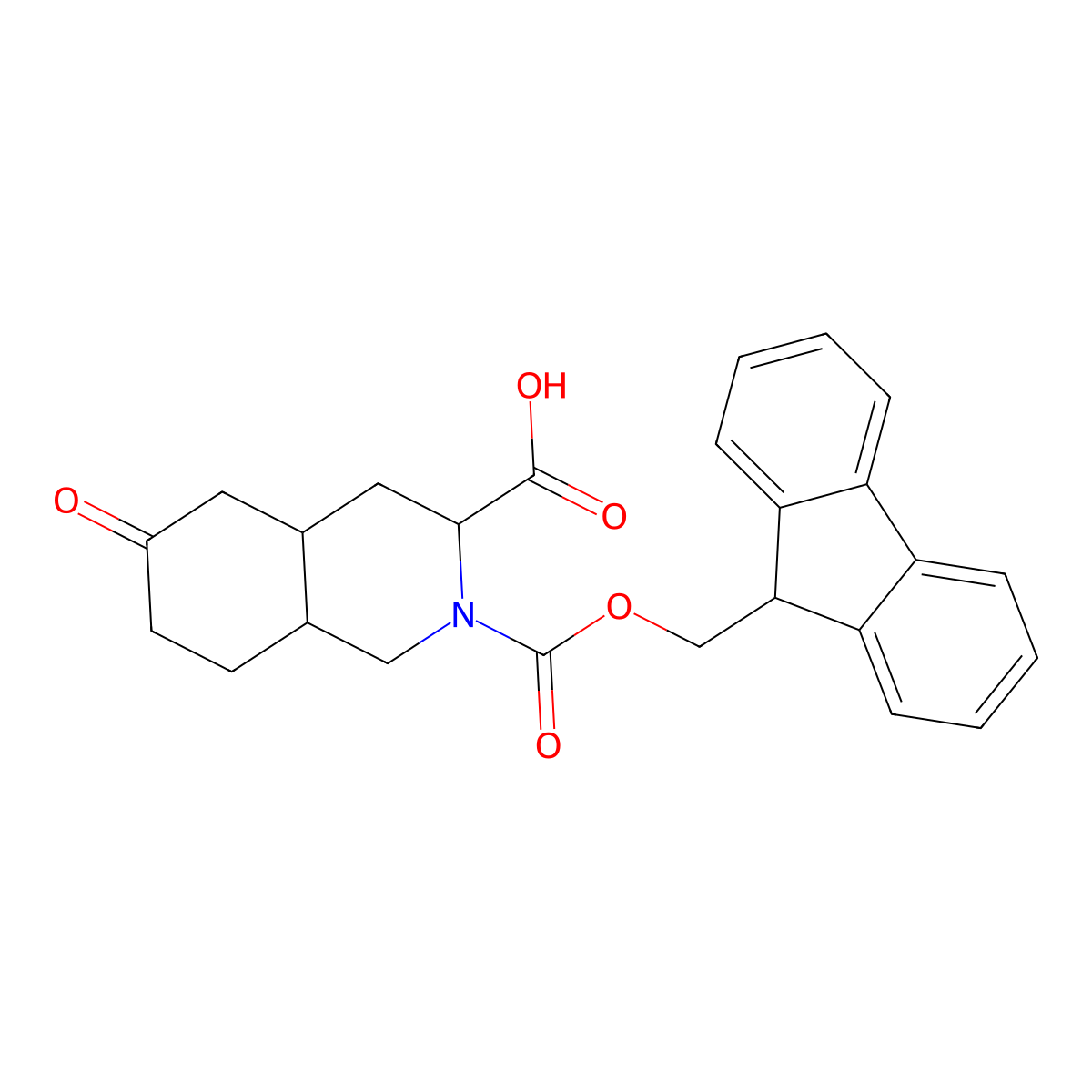 2-(((9H-Fluoren-9-yl)methoxy)carbonyl)-6-oxodecahydroisoquinoline-3-carboxylic acid molecular structure, CAS 1403766-52-8