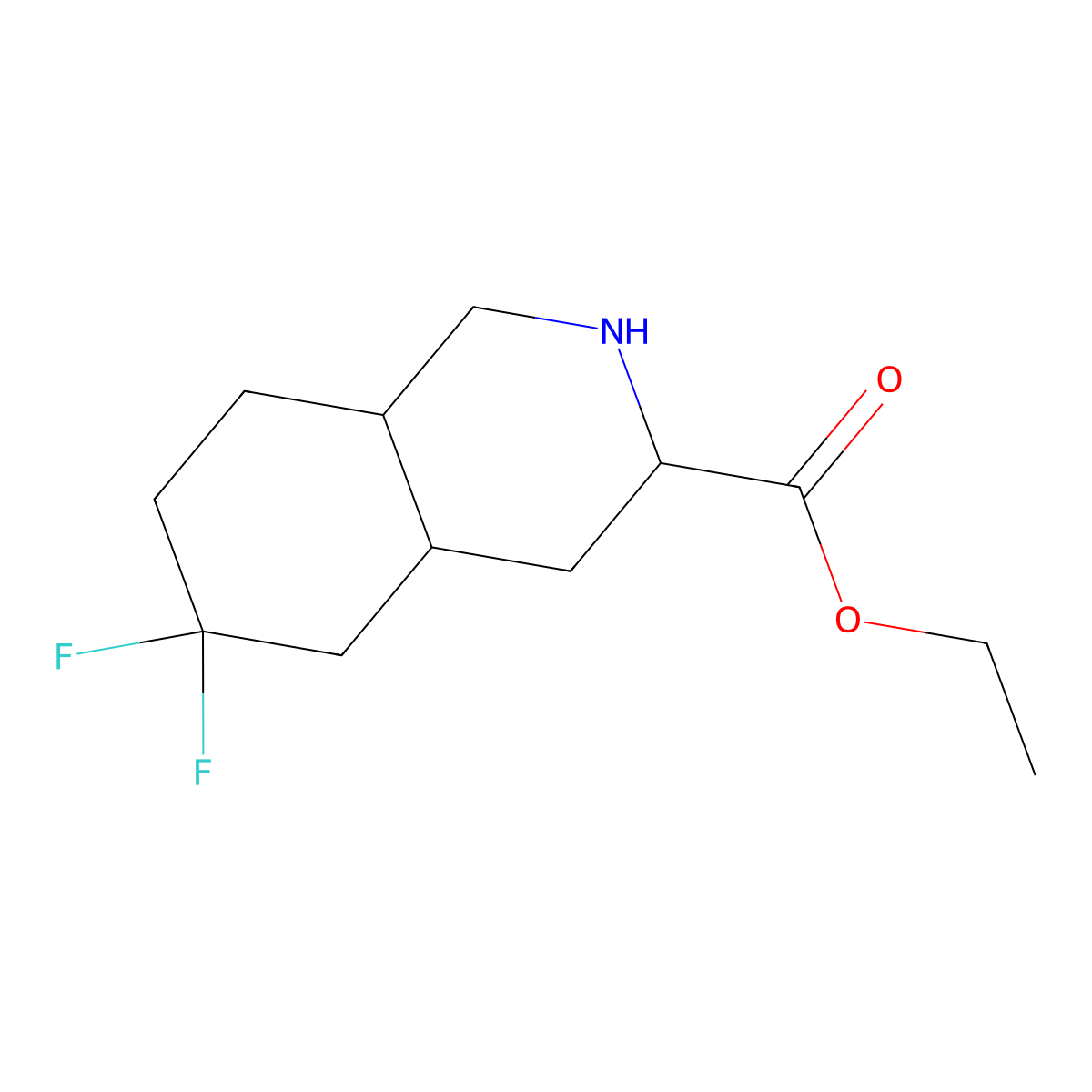 Ethyl 6,6-difluoro-octahydroisoquinoline-3-carboxylate molecular structure, CAS 1403766-53-9