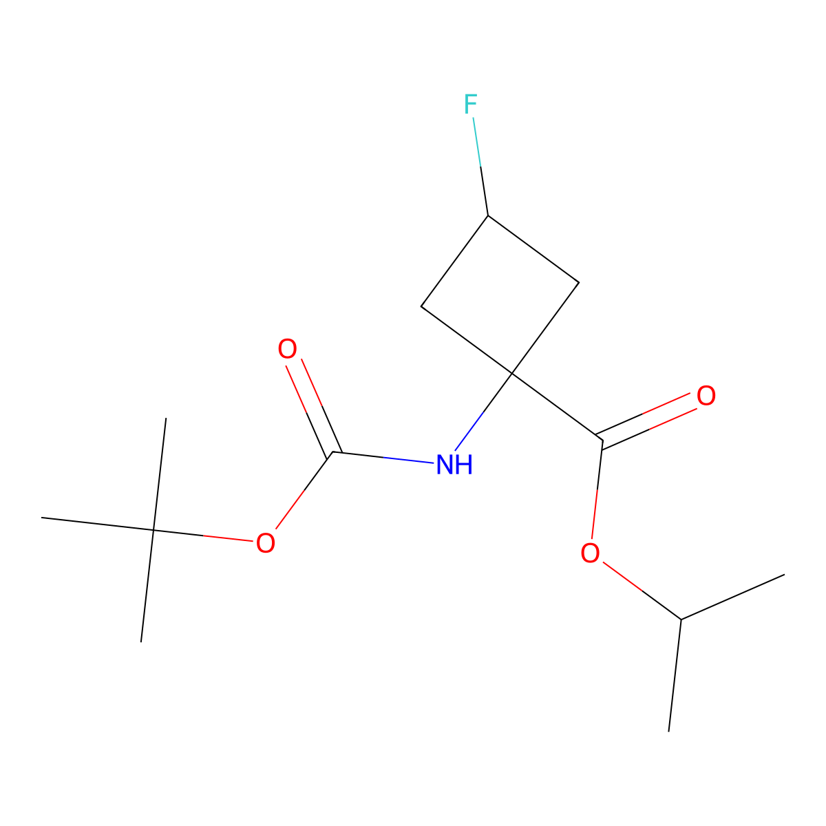 Propan-2-yl 1-{[(tert-butoxy)carbonyl]amino}-3-fluorocyclobutane-1-carboxylate molecular structure, CAS 1403766-93-7