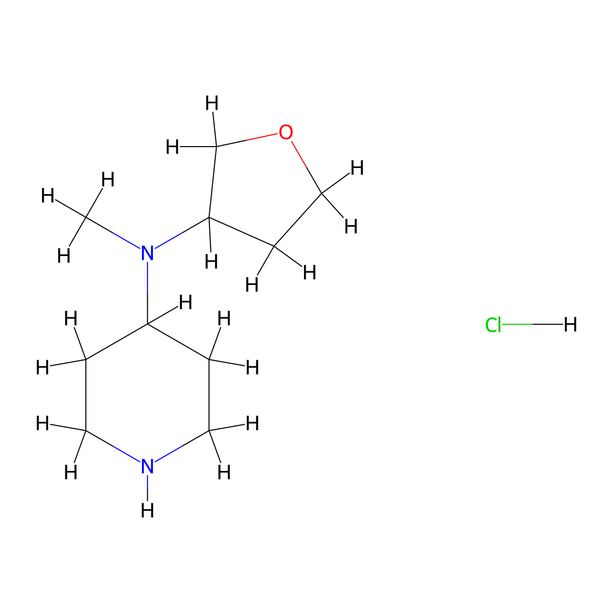 N-Methyl-n-(oxolan-3-yl)piperidin-4-amine hydrochloride molecular structure, CAS 1403766-96-0