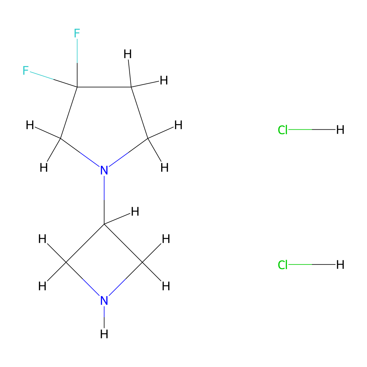 1-(3-Azetidinyl)-3,3-difluoro-pyrrolidine dihydrochloride molecular structure, CAS 1403766-97-1