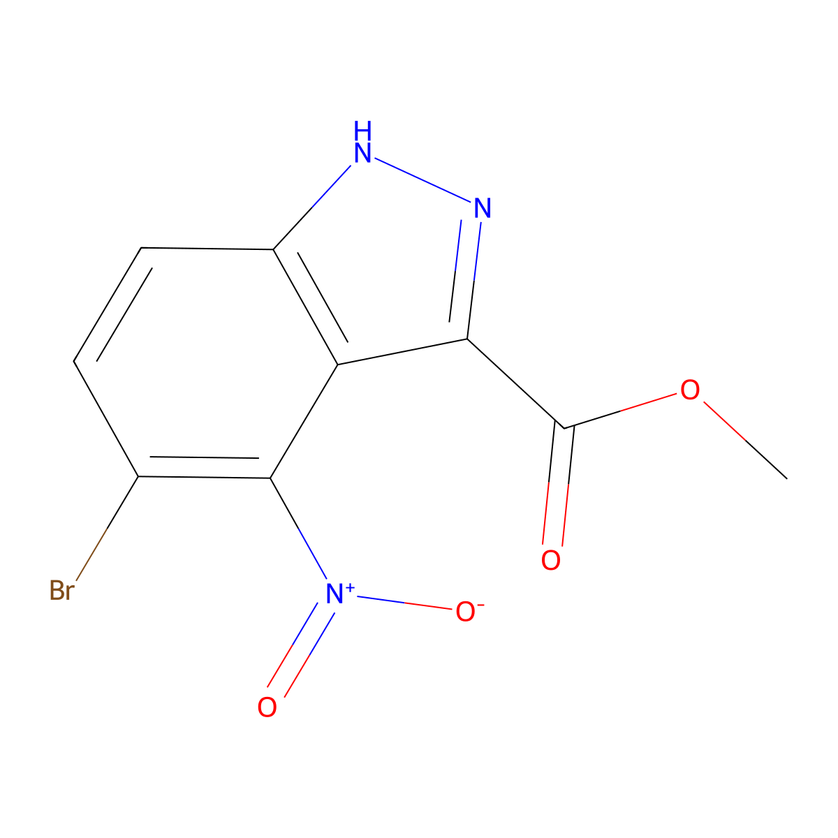 methyl 5-bromo-4-nitro-1H-indazole-3-carboxylate molecular structure, CAS 1403767-11-2