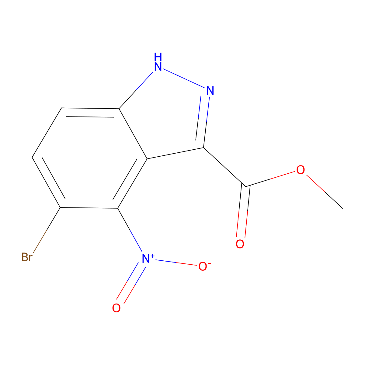 methyl 5-bromo-4-nitro-1H-indazole-3-carboxylate molecular structure, CAS 1403767-11-2