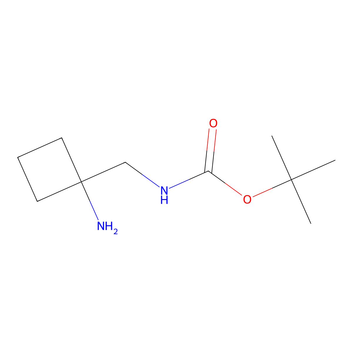 tert-butyl N-[(1-aminocyclobutyl)methyl]carbamate molecular structure, CAS 1403767-13-4