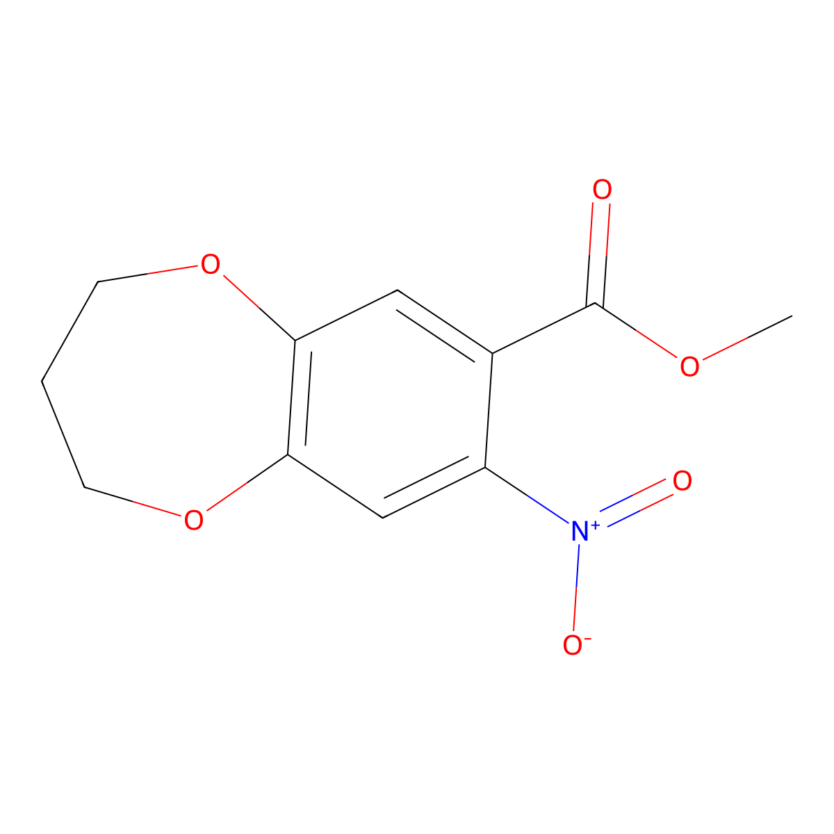 Methyl 8-nitro-3,4-dihydro-2H-1,5-benzodioxepine-7-carboxylate molecular structure, CAS 1403772-15-5